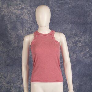 Anne Taylor LOFT Pink and White Striped Tank Top Sz M